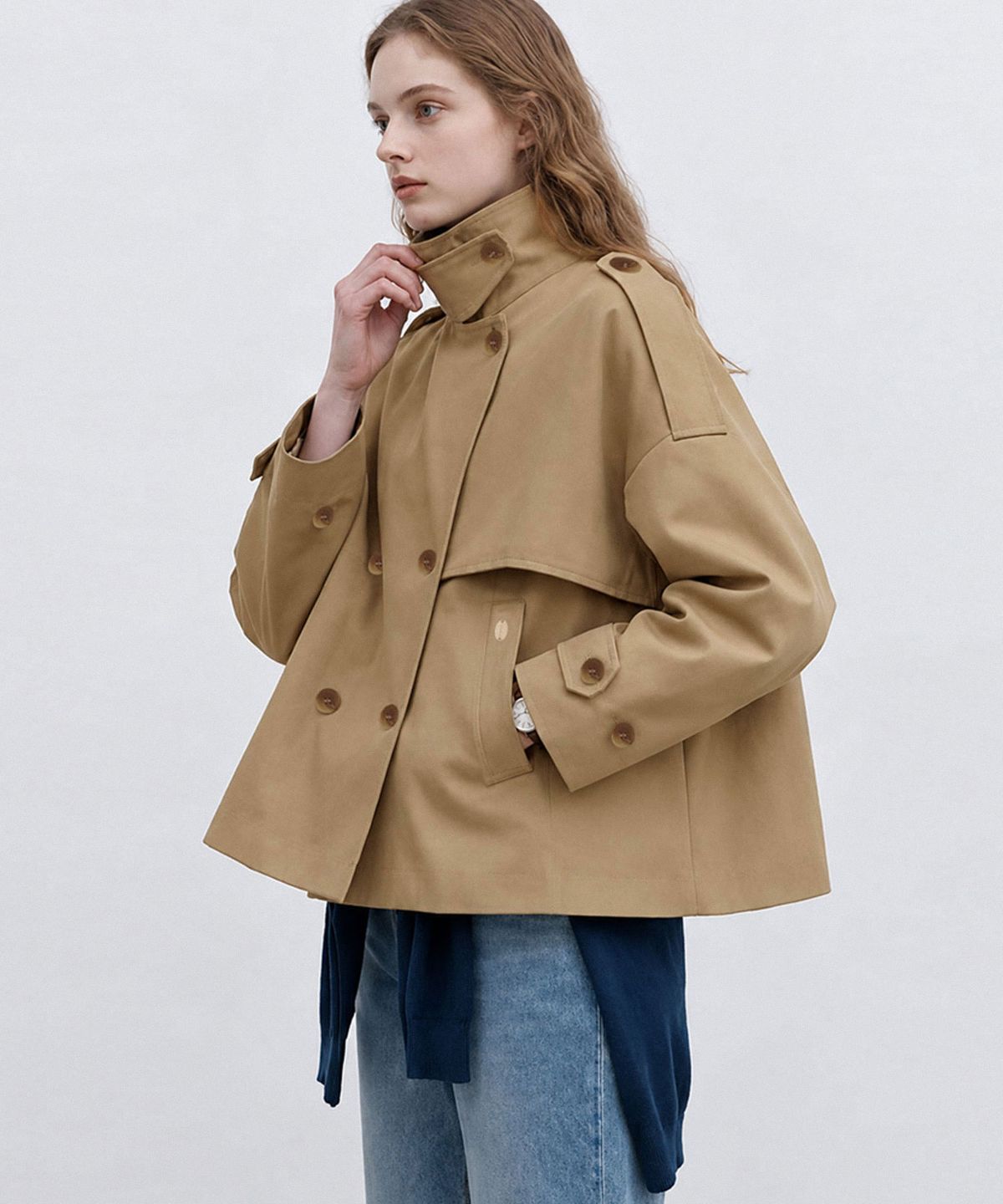 슬로우롤리(SLOWLOLLI) High neck half jacket_2 Colors