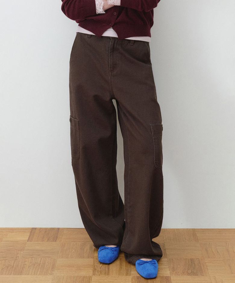CURVED CARGO PANTS DEEP GRAY