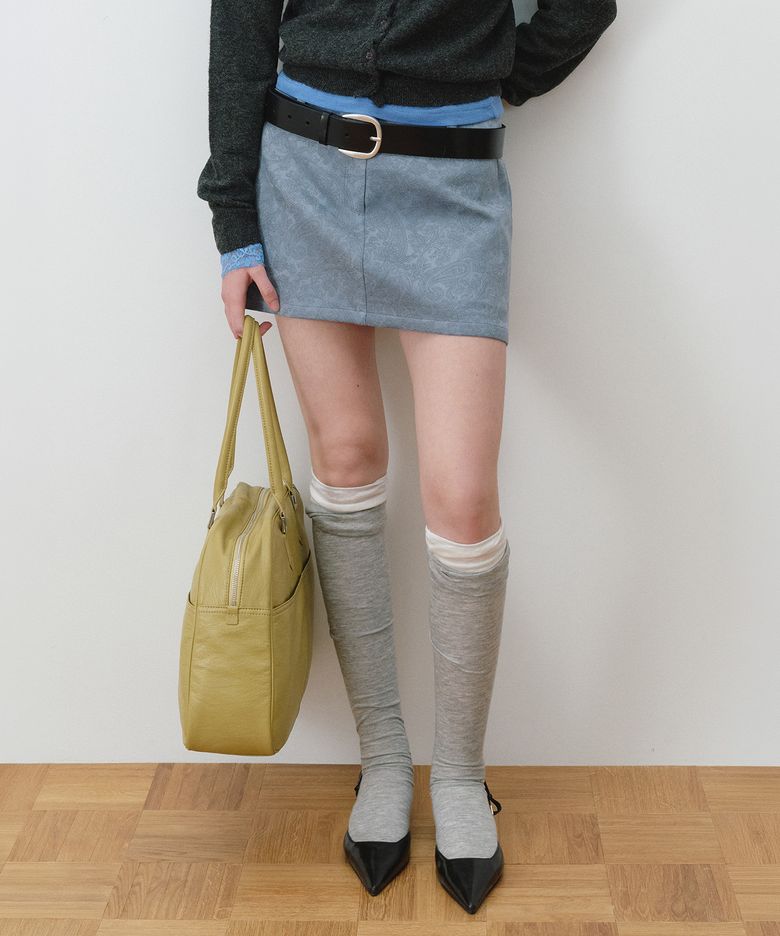 PAISLEY SUEDE MINI SKIRT LIGHT BLUE