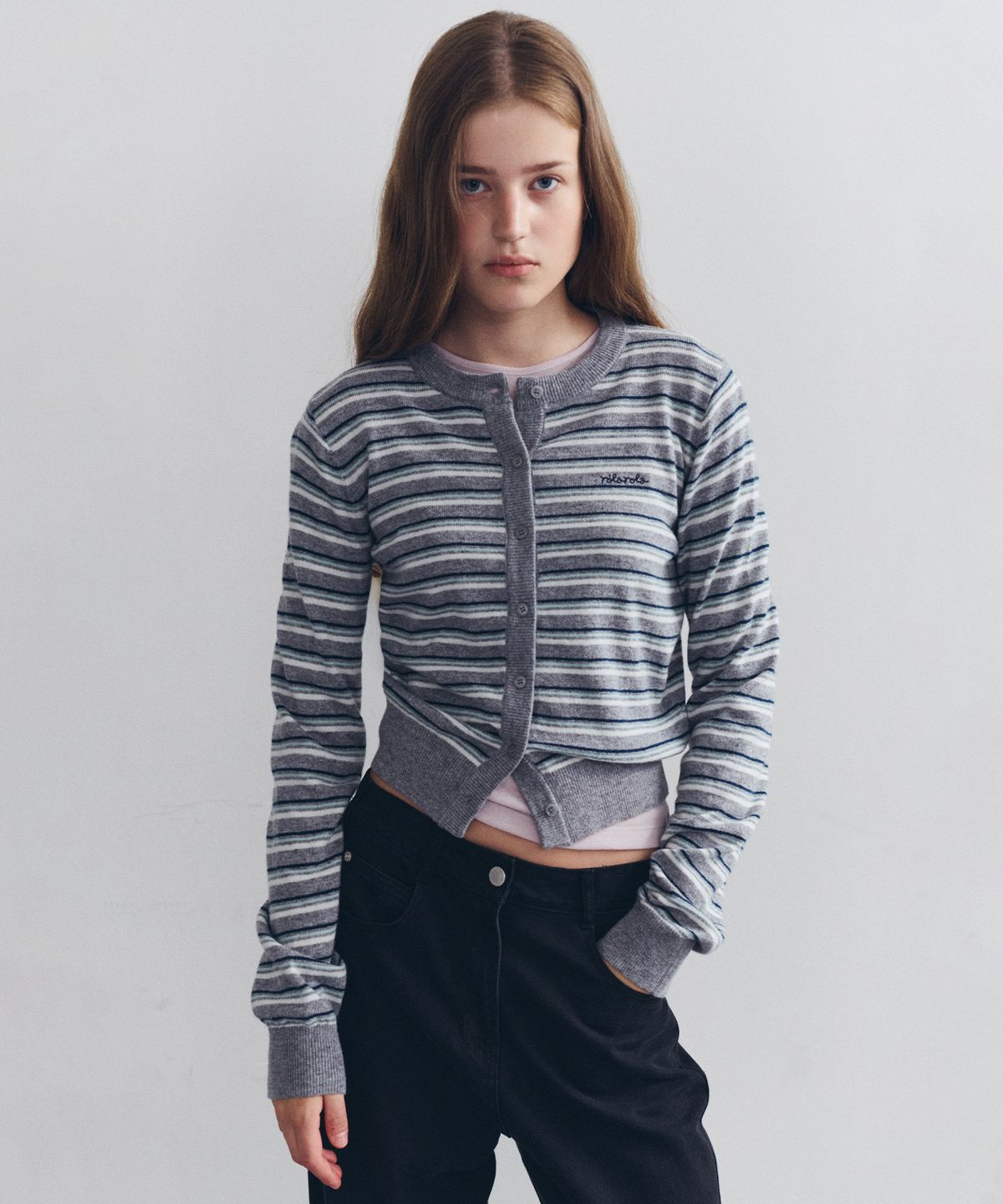 로라로라(ROLAROLA) STRIPE CARDIGAN GRAY