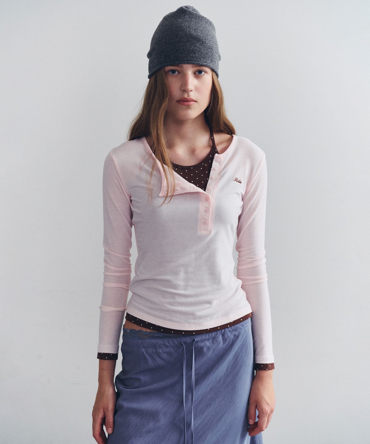 로라로라(ROLAROLA) HALTER LAYERED LONG SLEEVE I/PINK