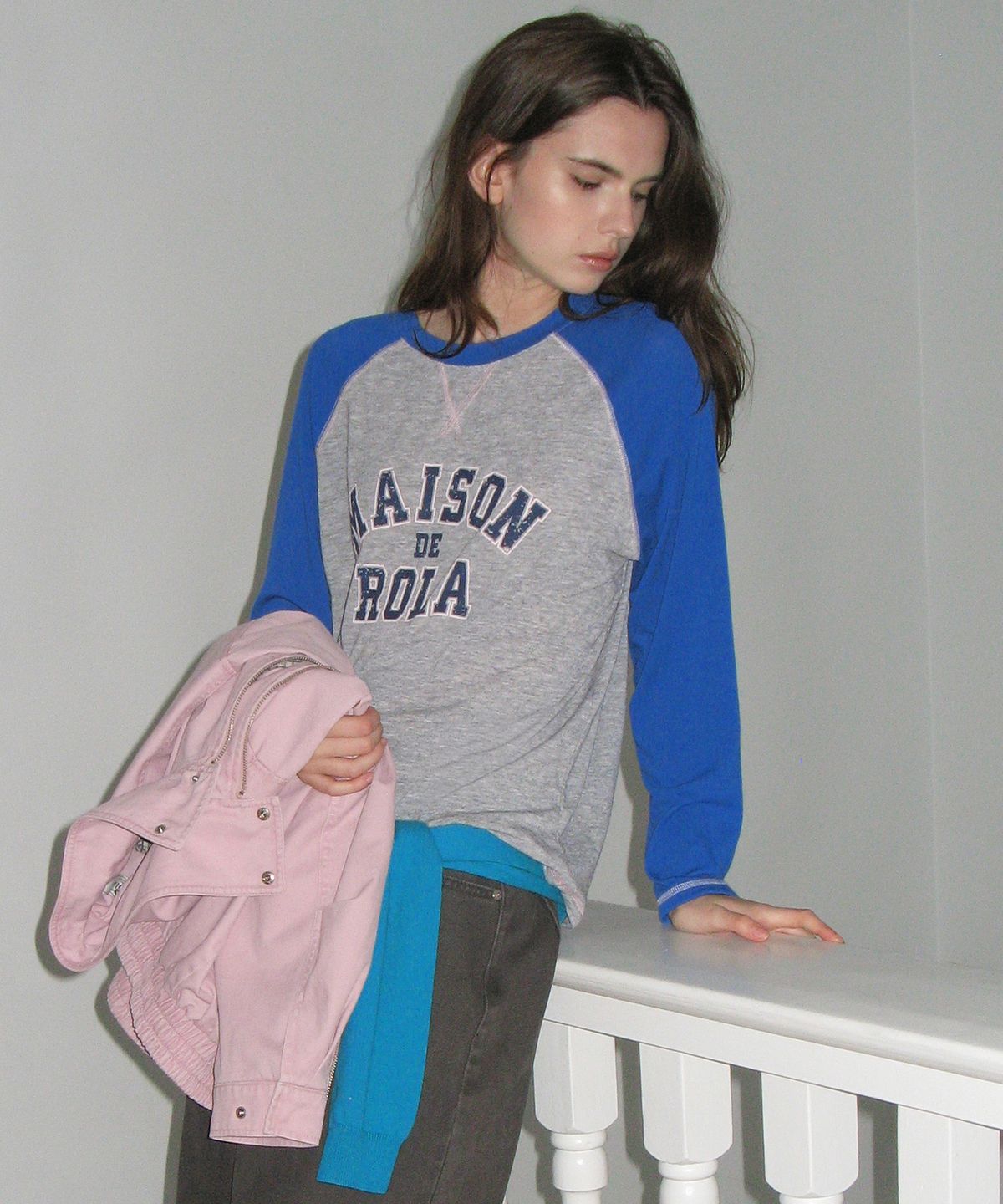 로라로라(ROLAROLA) MASION DE ROLA REGLAN LONG SLEEVE M/GY+BL