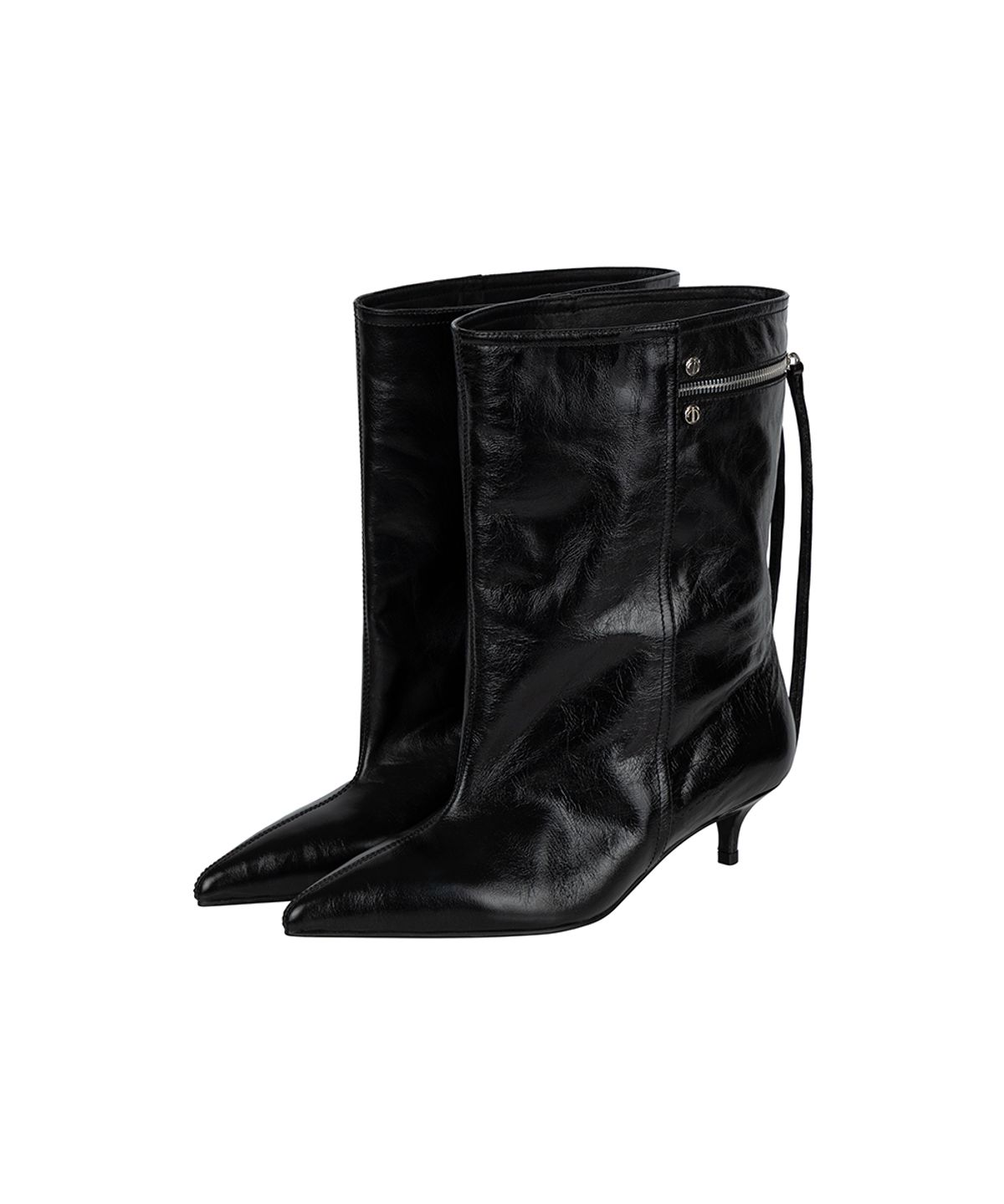 트리밍버드(TREEMINGBIRD) Back-Zip Mid Boots [ Black ]