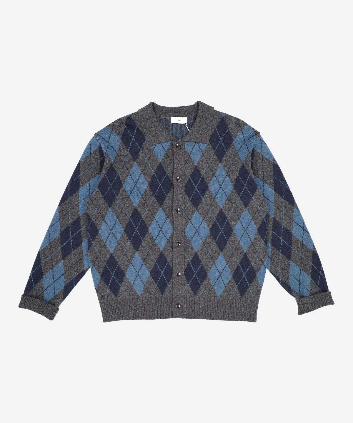 티엔지티(TNGT) Wool Blend Argyle Polo Cardigan (Dark Grey) TNSW5F104G2 105
