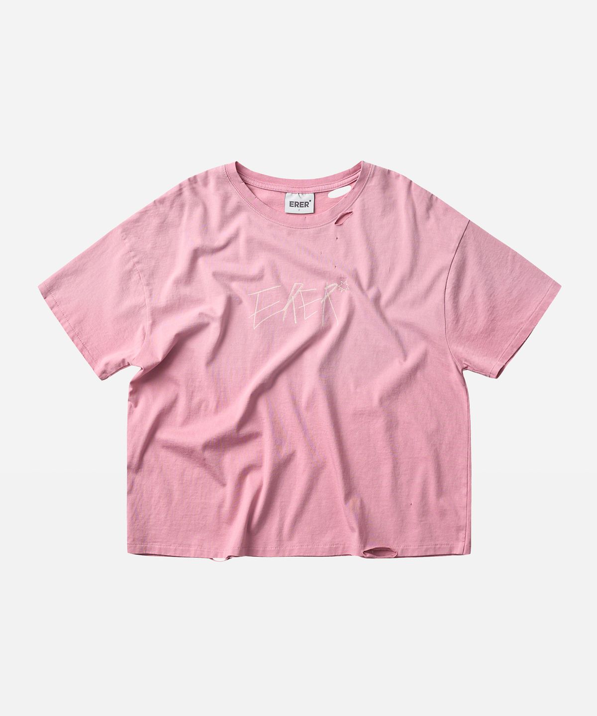 에르에르(ERER) Oversized Scribble Graphic T-Shirt Pink