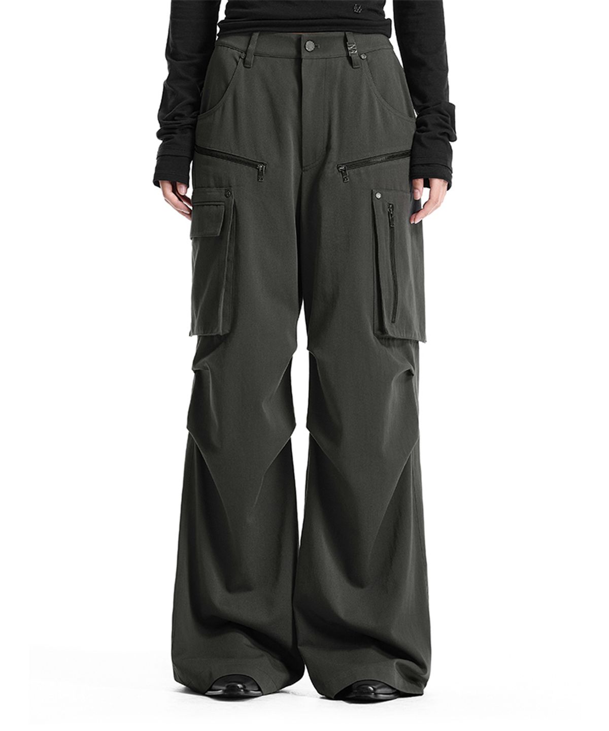 트리밍버드(TREEMINGBIRD) Bootcut Cargo Utility Pants [ Khaki ]