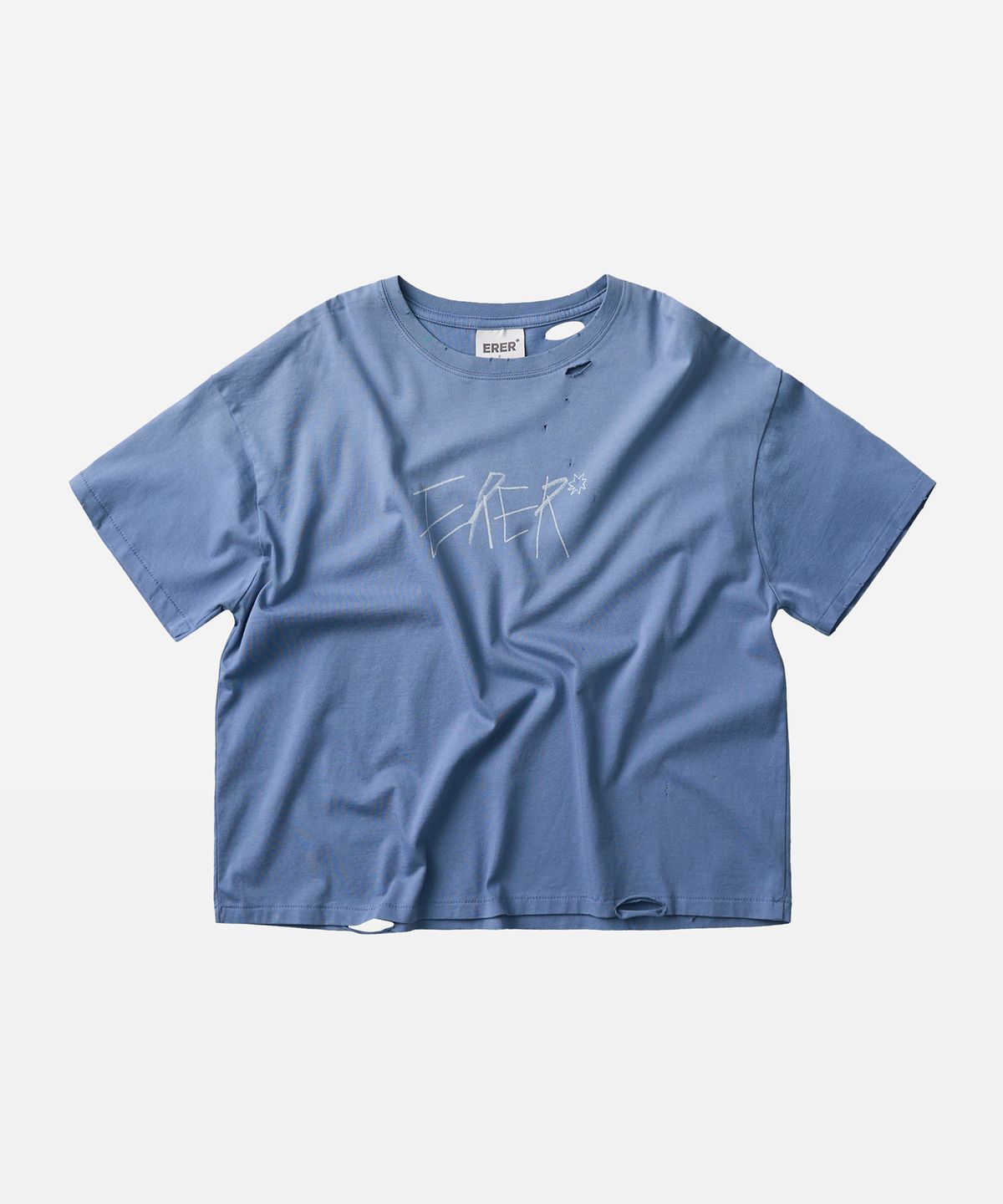 에르에르(ERER) Oversized Scribble Graphic T-Shirt Blue