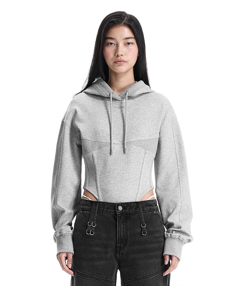 Hooded Bodysuit [ Melange Gray ]
