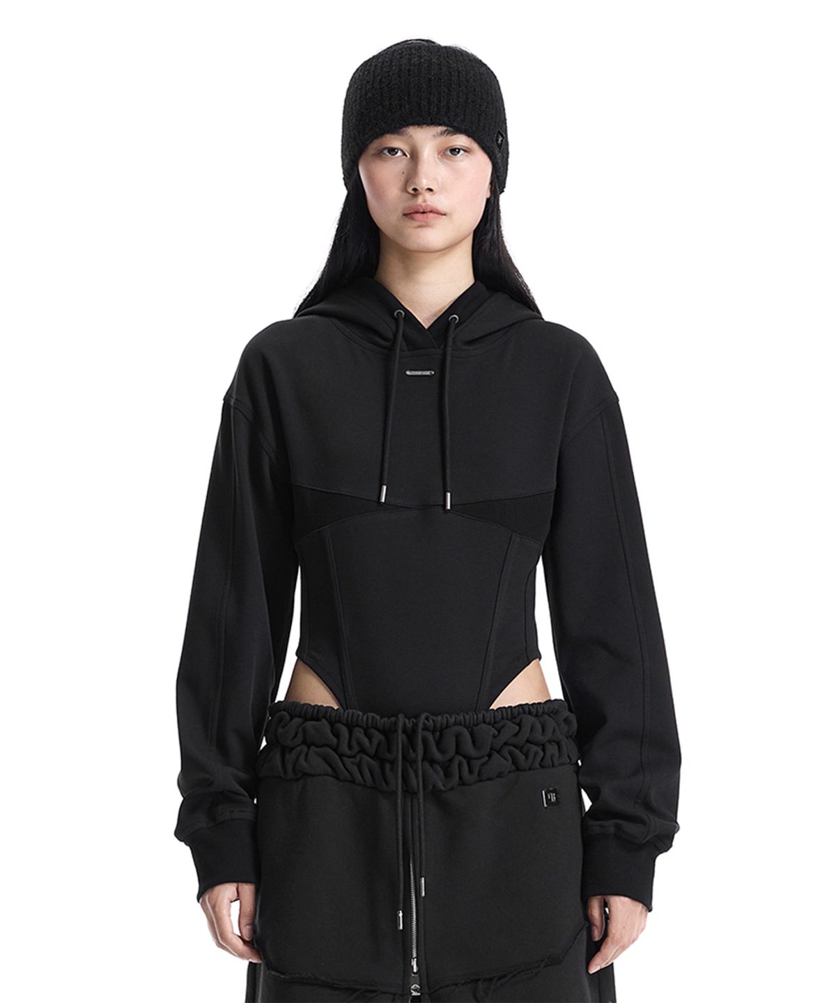 트리밍버드(TREEMINGBIRD) Hooded Bodysuit [ Black ]
