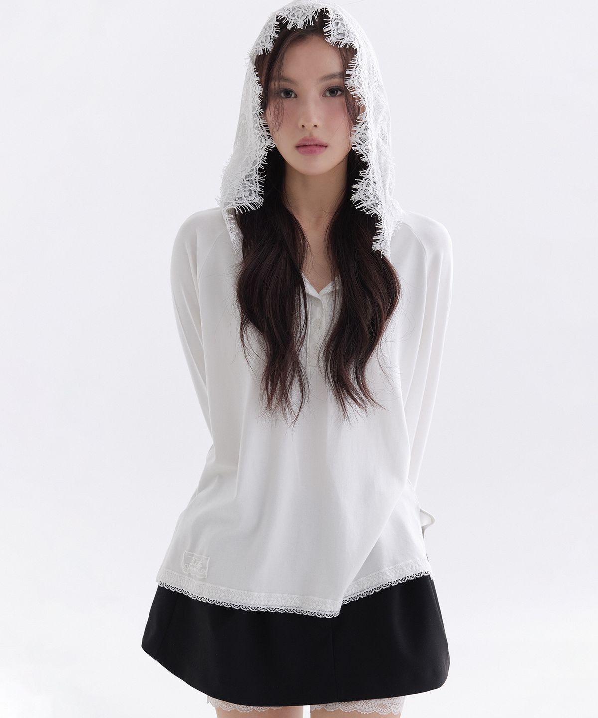 더티스(THETIS) SNOWFLAKE LACE HOODED T-SHIRT_TT6S212IV