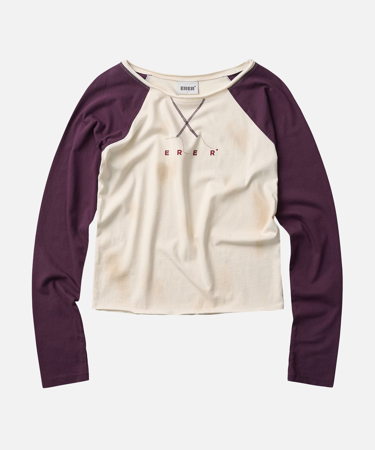 에르에르(ERER) Washed Color Block Long Sleeve Pupple