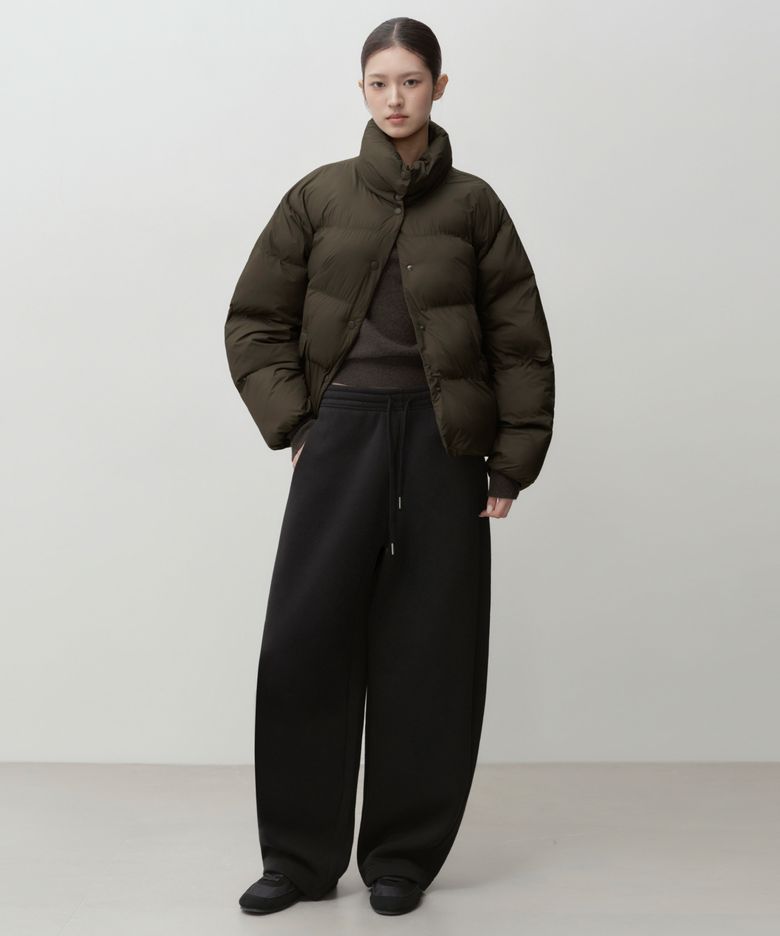 우먼즈 기모 커브드 스웨트 팬츠 [블랙]