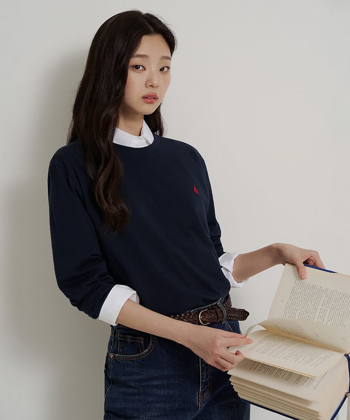 빈폴 멘(BEANPOLE MEN) [Essential] 남녀공용 라운드넥 티셔츠  네이비