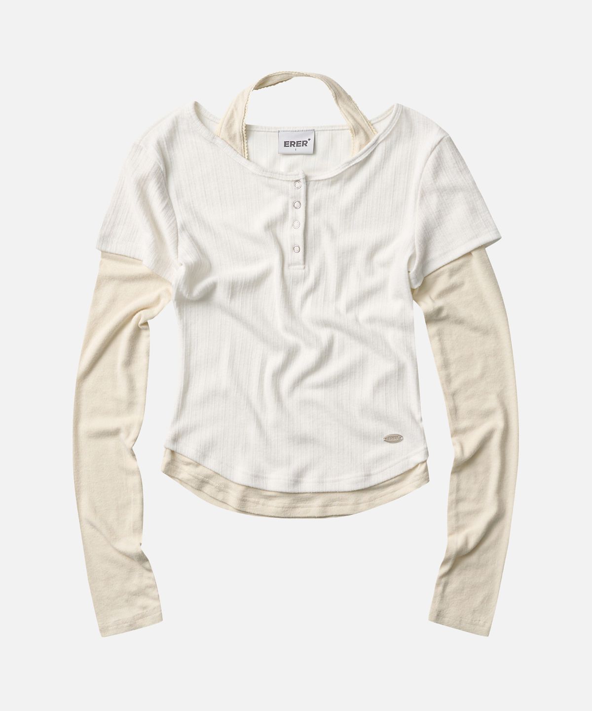 에르에르(ERER) Halter Neck Layered Long Sleeve White