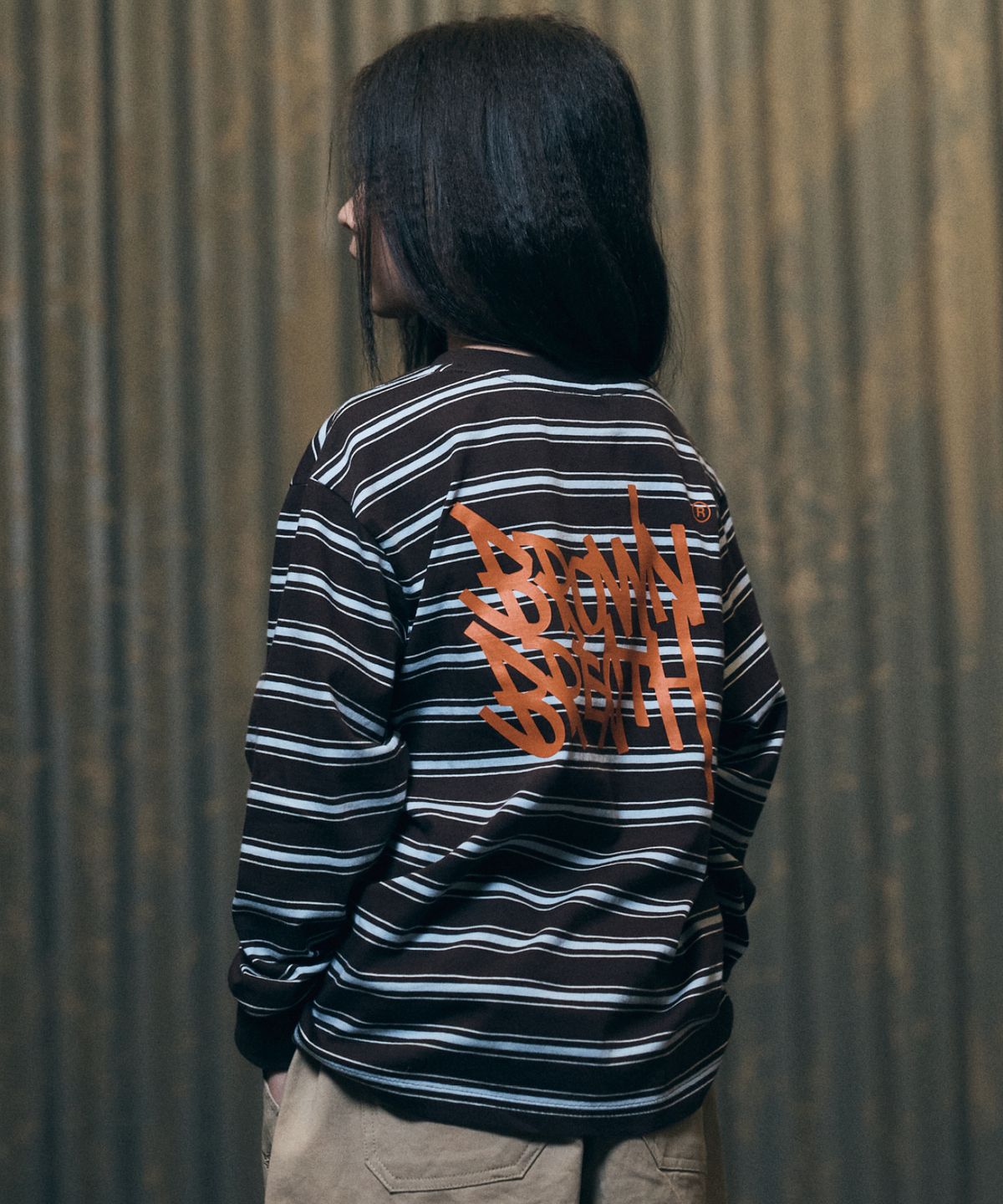 브라운브레스 키즈(BROWNBREATH KIDS) KIDS TAG STRIPE LONG SLEEVE - BROWN
