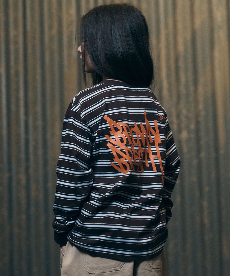 KIDS TAG STRIPE LONG SLEEVE - BROWN