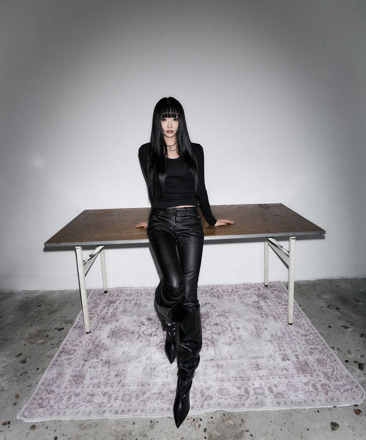 스키즘 인듀싱(SCHISM INDUCING) LACE TRIMMED LAYERED TOP BLACK