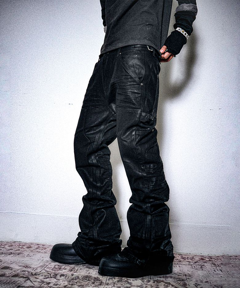 [나우아임영 PICK] DOUBLE KNEE BOOTCUT JEANS COATED BLACK