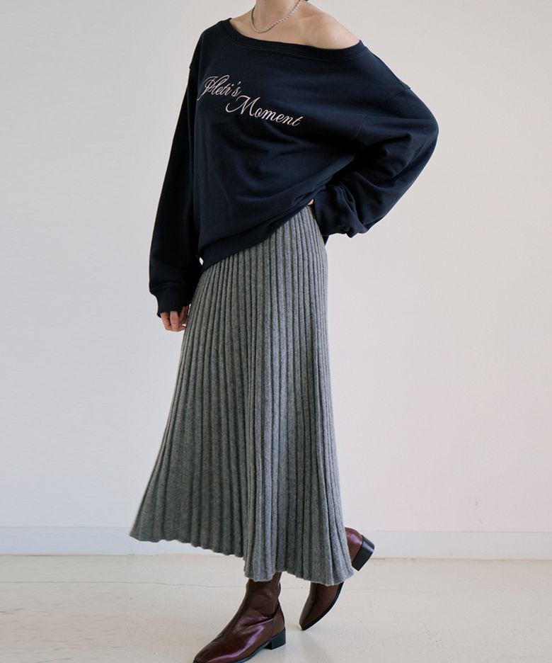 Ramswool Pleats Knit Skirt (gray)