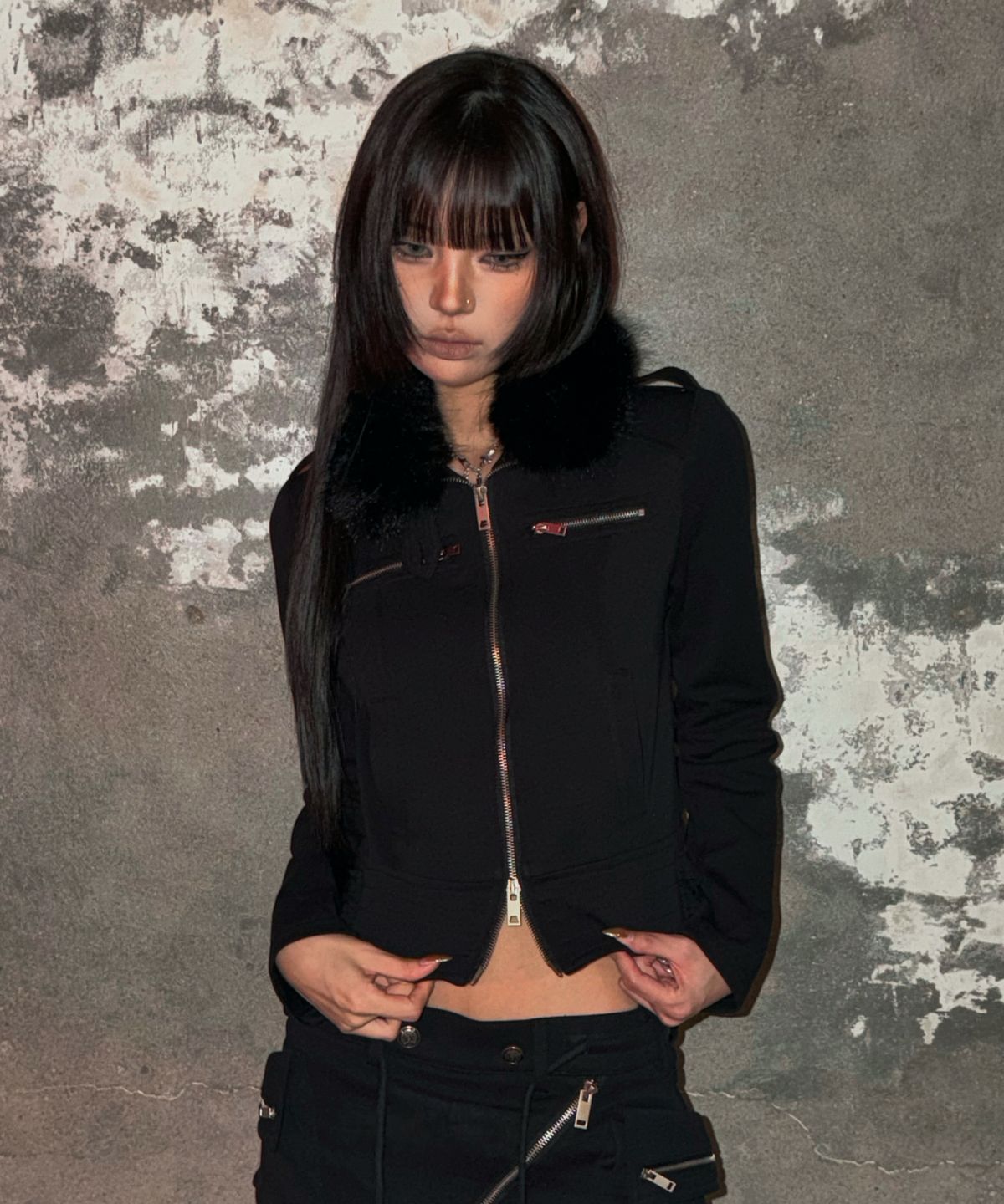 스키즘 인듀싱(SCHISM INDUCING) BOUND BIKER BELTED JACKET BLACK