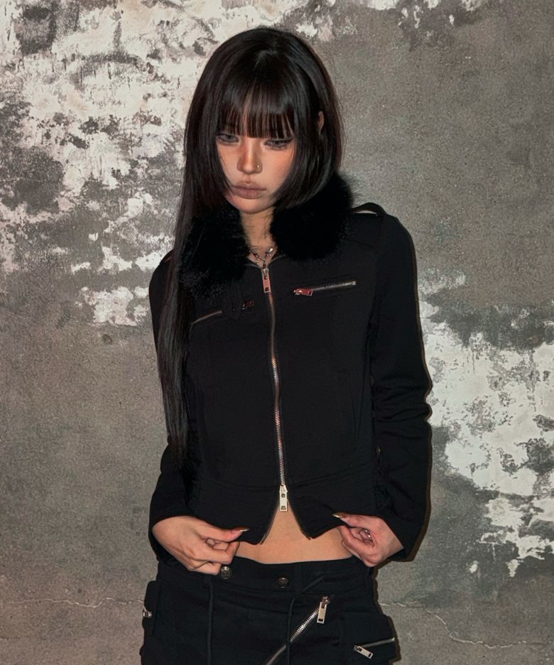 [보배 콜라보] BOUND BIKER BELTED JACKET BLACK
