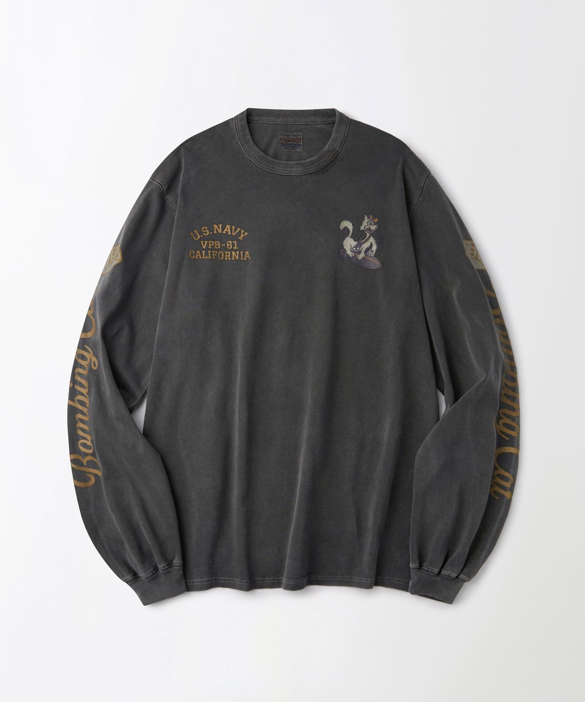 아웃스탠딩(OUTSTANDING) MIL SERIES LONG SLEEVE(BOMBING CAT)_PIGMENT CHARCOAL