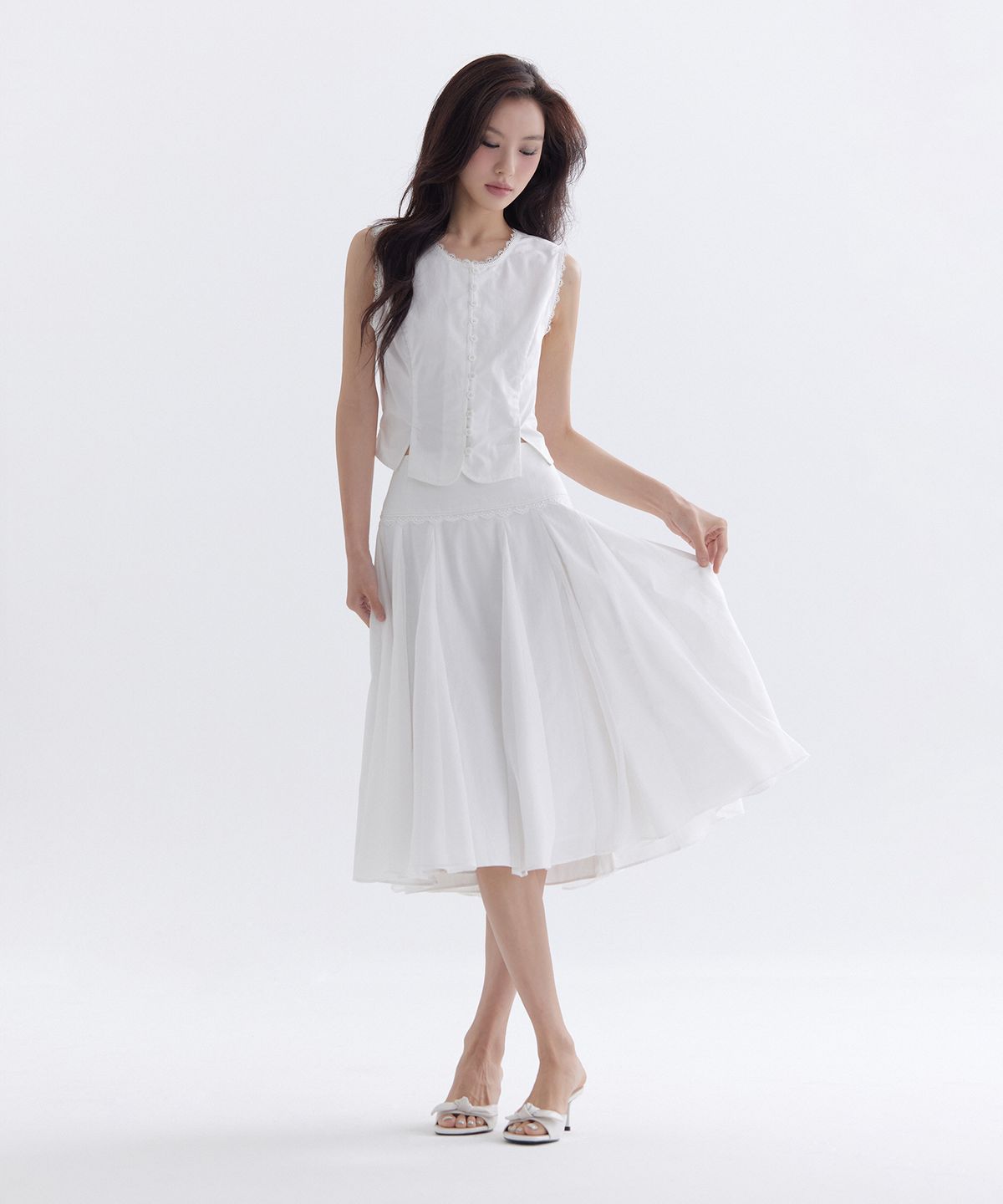 더티스(THETIS) POEM CHIFFON FLARE SKIRT_TT6S512IV