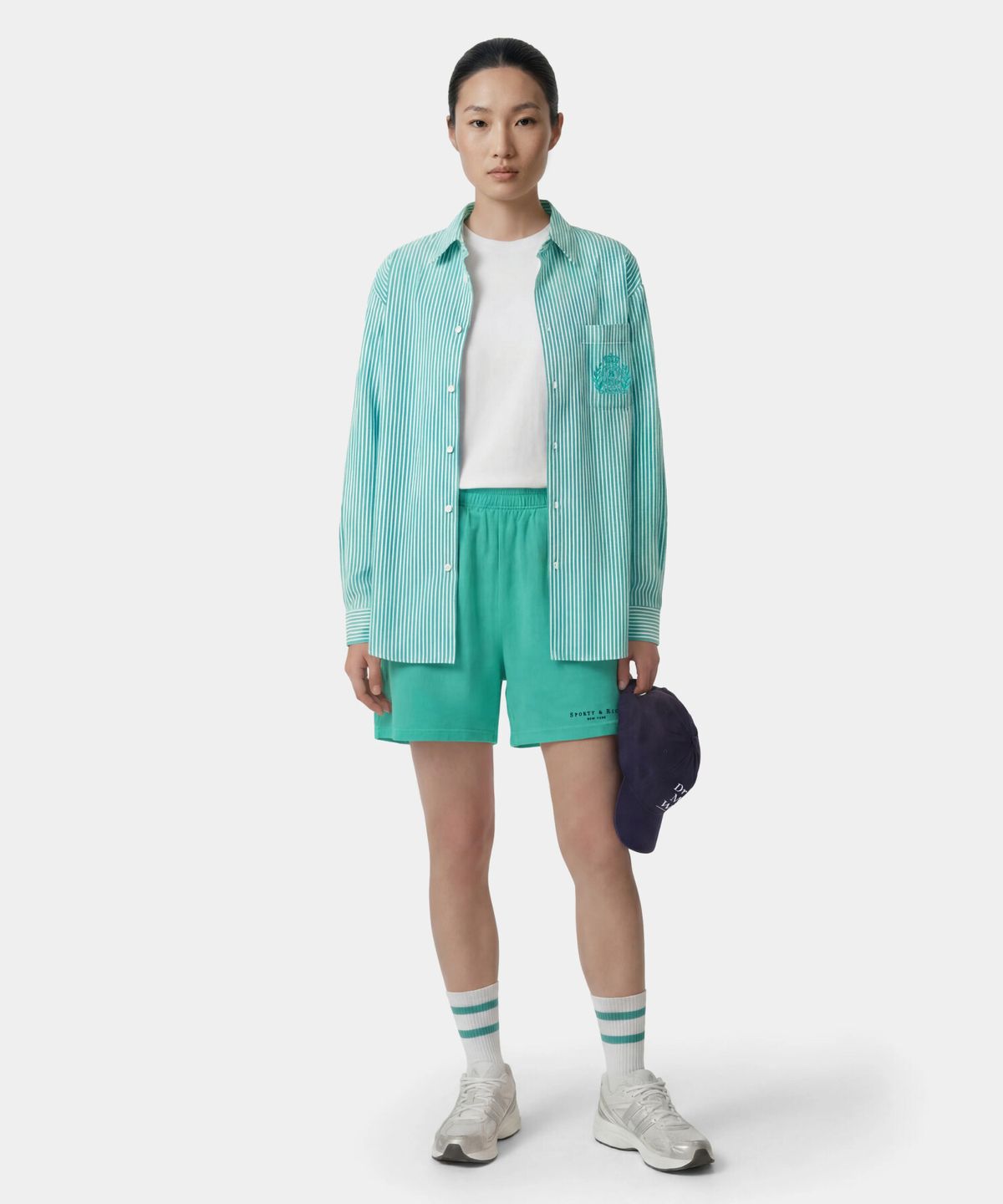 스포티앤리치(SPORTY&RICH) 타이틀 자수 짐 쇼츠 - 그린 R263AU7002