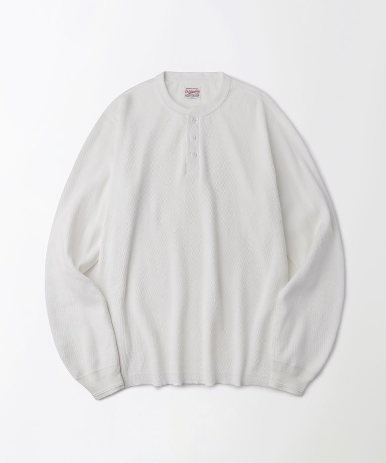 THERMAL VINTAGE HENLEY NECK LONG SLEEVE TEE_OFF WHITE