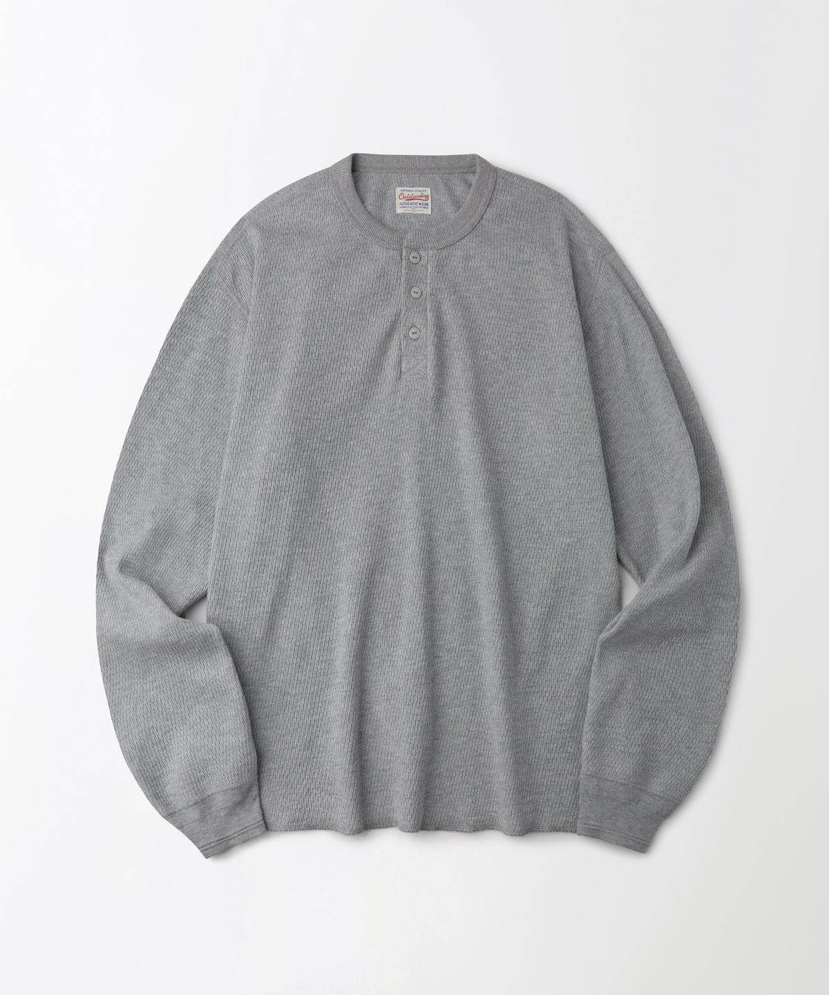 아웃스탠딩(OUTSTANDING) THERMAL VINTAGE HENLEY NECK LONG SLEEVE TEE_8%MELANGE GRAY