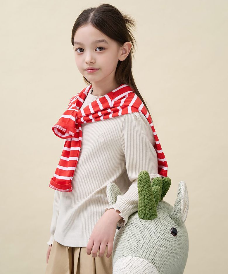 [Essential] 펄골지 소재 여아 티셔츠  아이보리 (BI6841GE10)