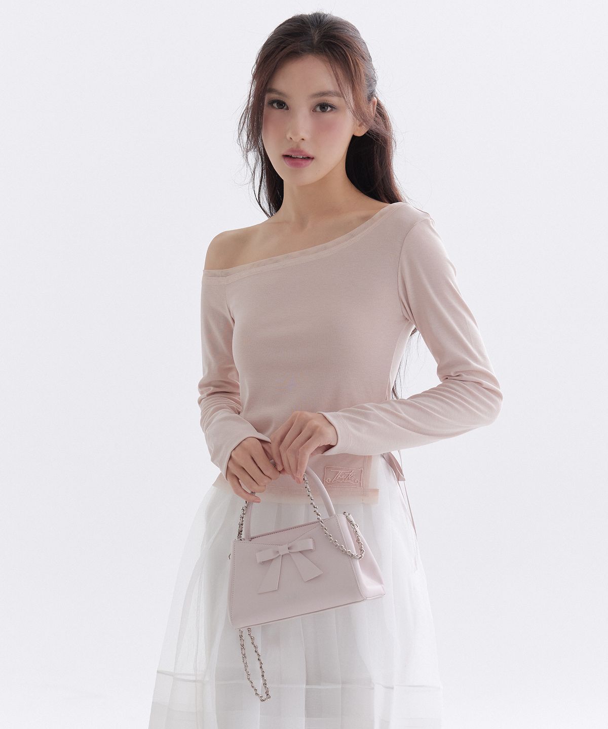 더티스(THETIS) PURE MESH SATIN RIBBON T-SHIRT_TT6S213PK