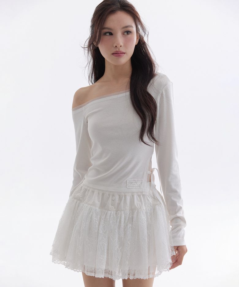 PURE MESH SATIN RIBBON T-SHIRT_TT6S213IV