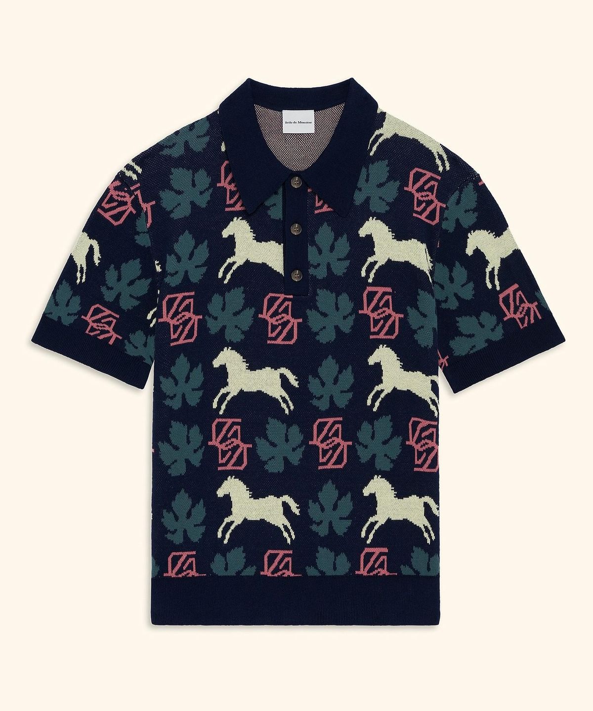드롤드무슈(DROLE DE MONSIEUR) Horse Monogram Knit Polo D0WPA26105NYX