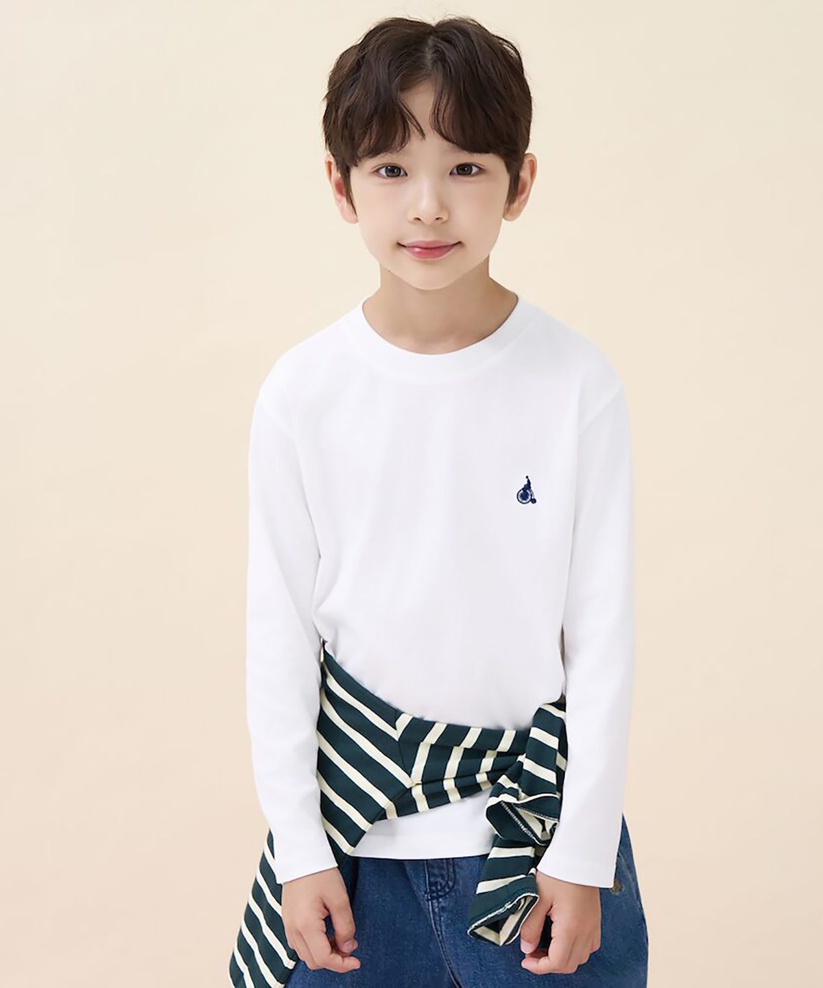 빈폴 키즈(BEANPOLE KIDS) [Essential] 수피마 긴소매 티셔츠  화이트 (BI6841UE21)