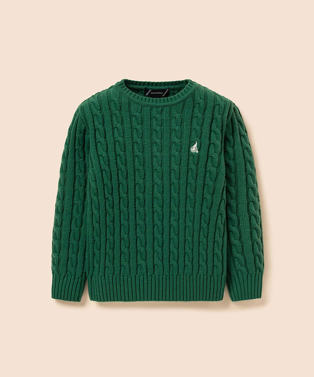 빈폴 키즈(BEANPOLE KIDS) [Essential] 울혼방 케이블 풀오버 니트  그린 (BI6851UE1M)