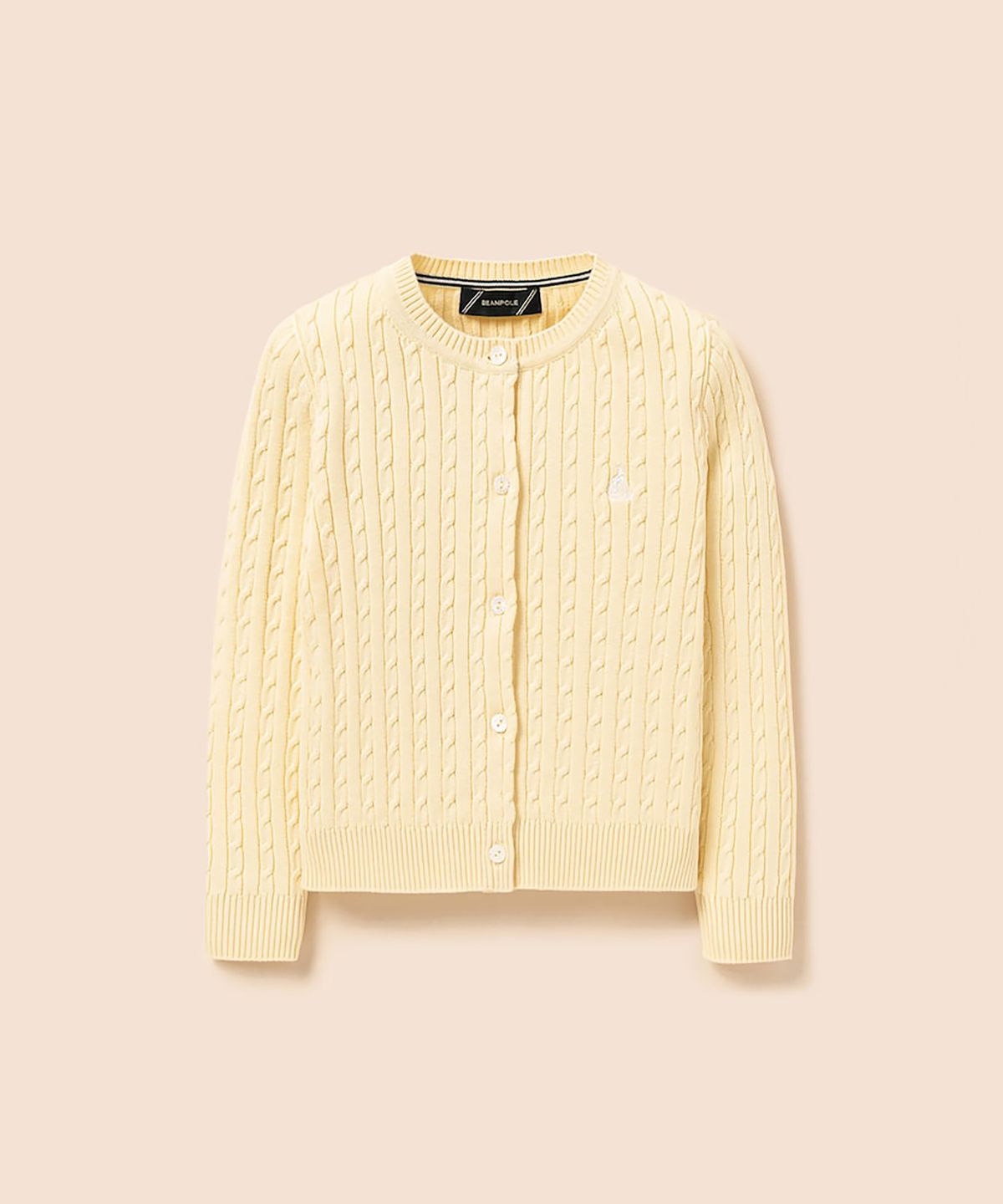 빈폴 키즈(BEANPOLE KIDS) [Essential] 여아 수피마 슬림 면 케이블 카디건  옐로우 (BI685AGE1E)