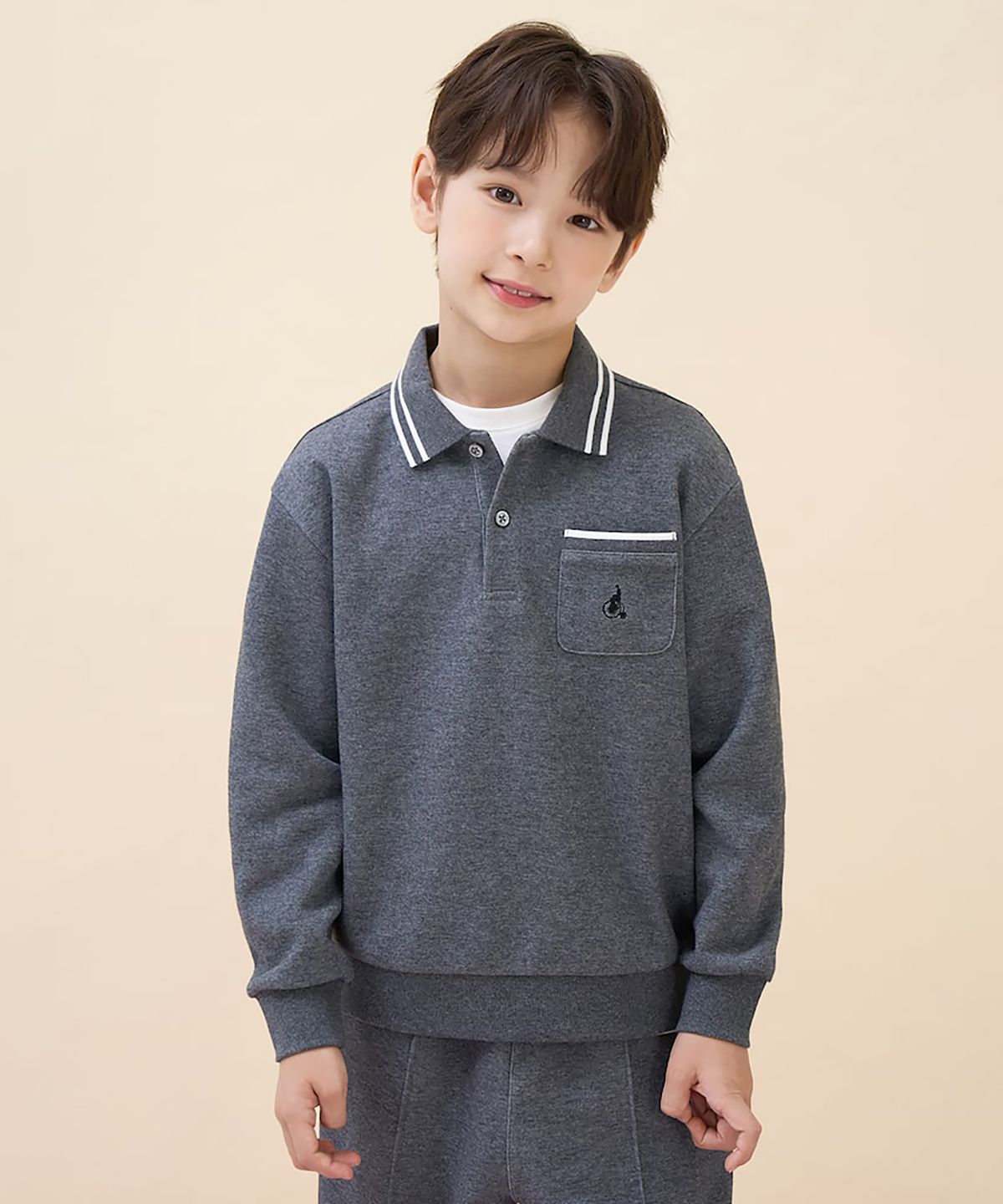 빈폴 키즈(BEANPOLE KIDS) 클래식 티칼라 스웻세트  애쉬 (BI6841U034)