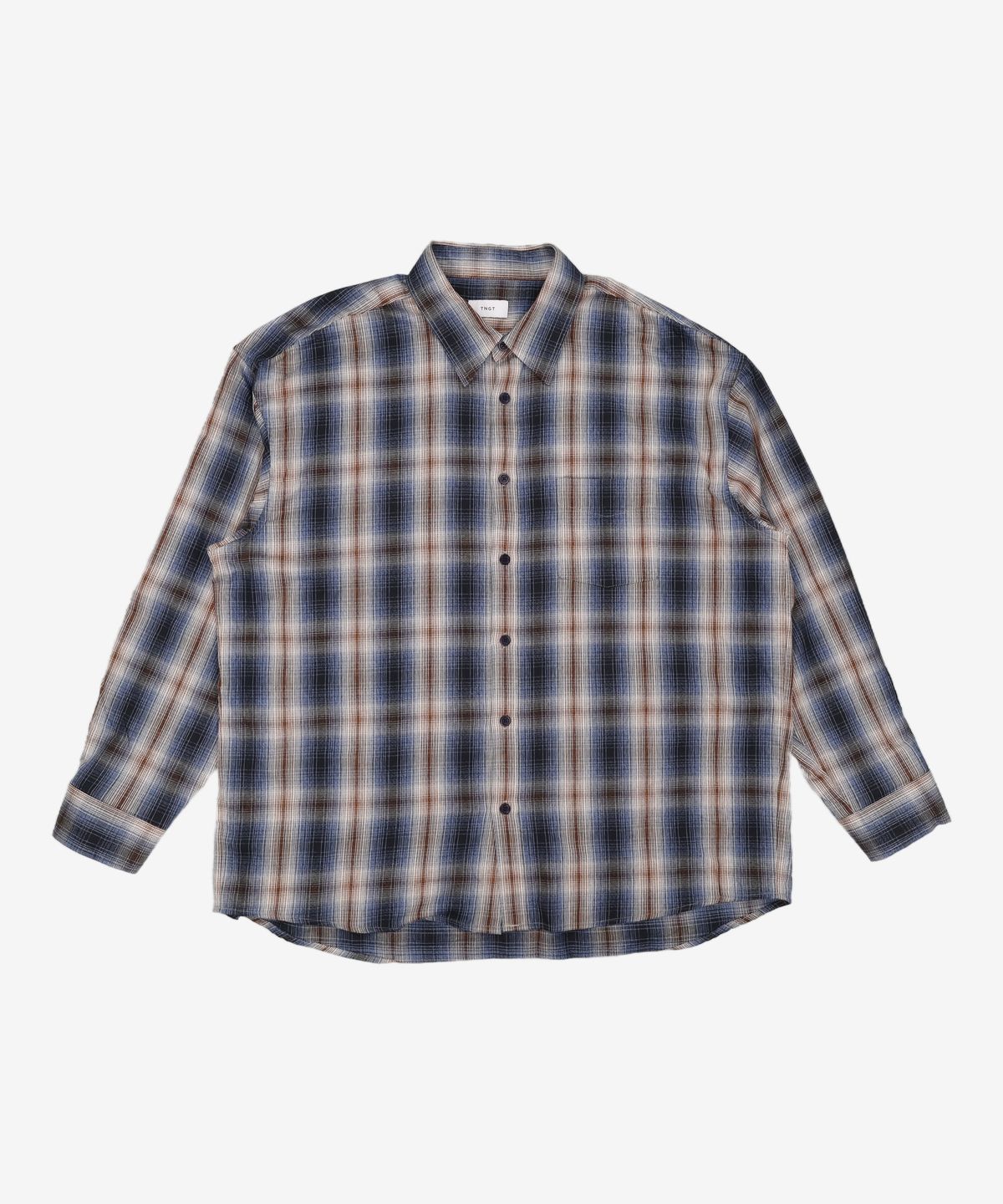 티엔지티(TNGT) Oversize Ombre Check Shirt (Blue) TNSH5E104B2 110