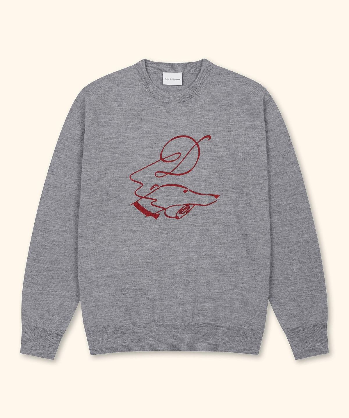 드롤드무슈(DROLE DE MONSIEUR) Dandy Dog Knit Sweater D0WAA26100GYX