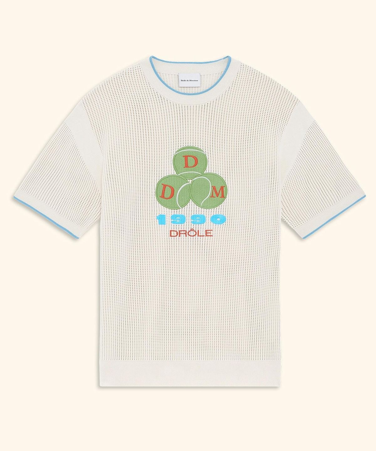 드롤드무슈(DROLE DE MONSIEUR) Drole 1990 Openwork Knit T-shirt D0WAA26103WHM