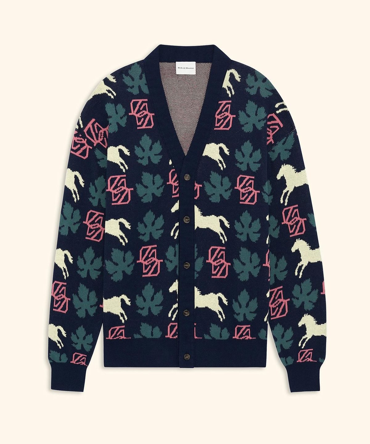 드롤드무슈(DROLE DE MONSIEUR) Horse Monogram Knit Cardigan D0WCA26103NYX