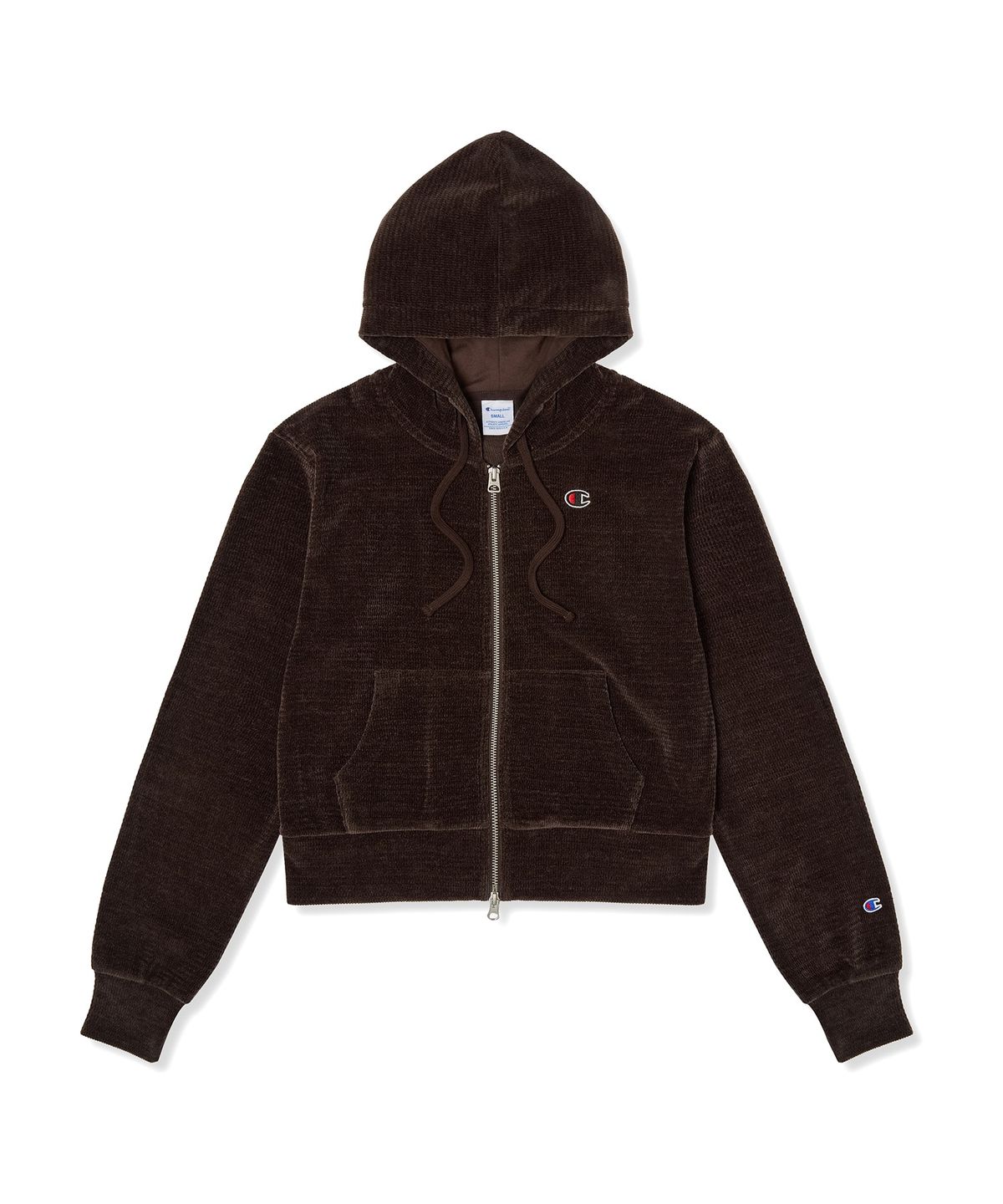 챔피온(CHAMPION) 여성 C로고 벨루어 후드 집업 Brown
