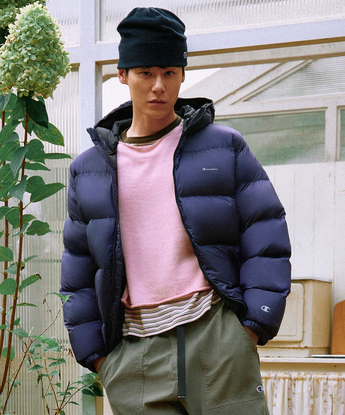 챔피온(CHAMPION) 2WAY 리플렉티브 다운 재킷 Purple