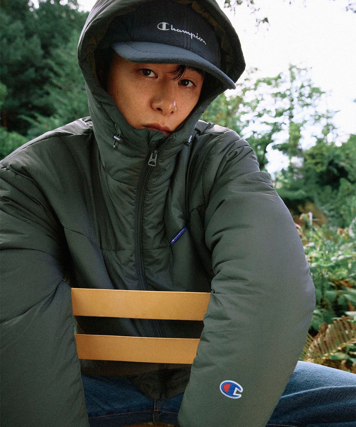 챔피온(CHAMPION) 립스탑 후디드 인슐레이션 재킷 Khaki