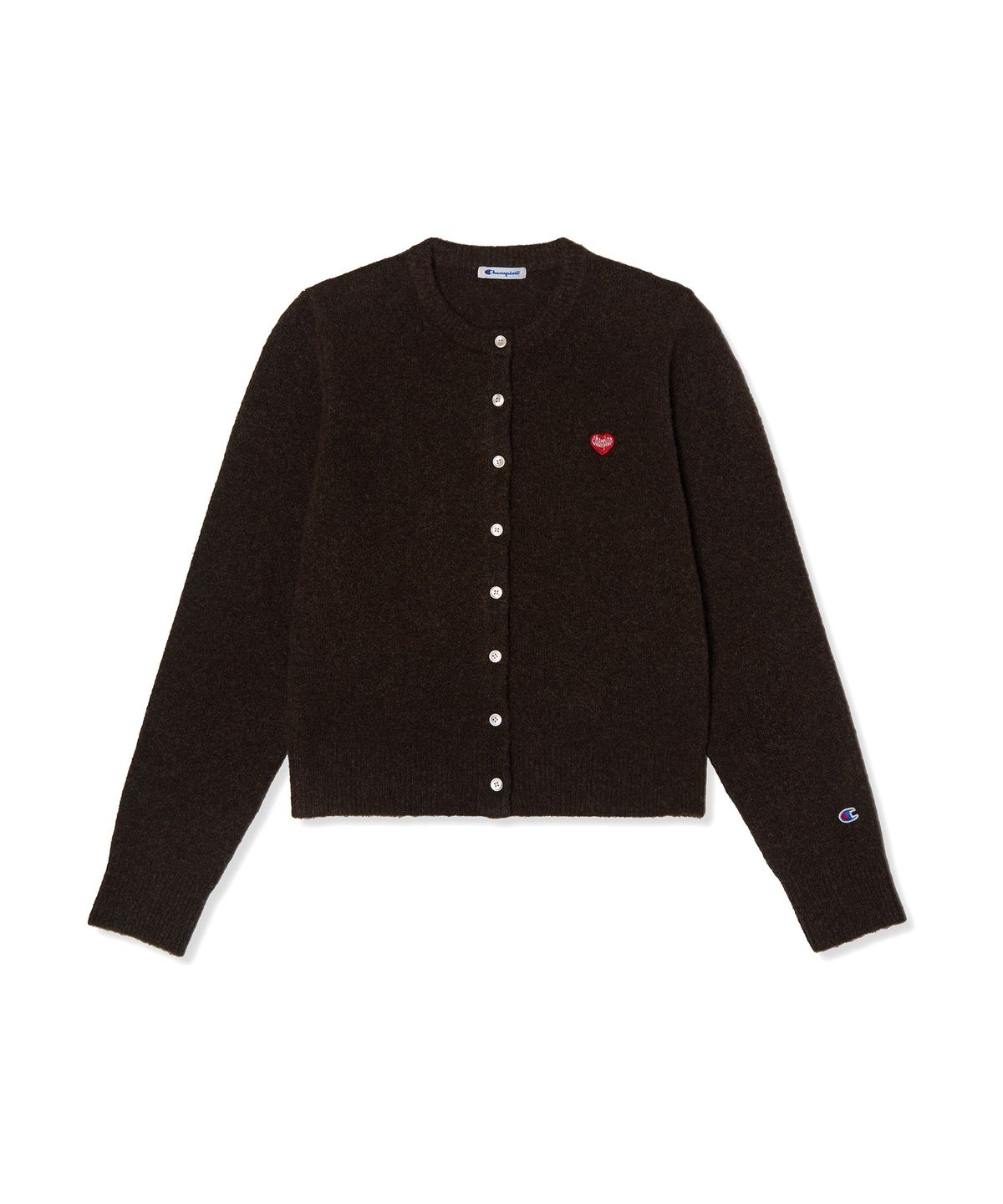 챔피온(CHAMPION) 여성 하트 로고 울 가디건 Brown