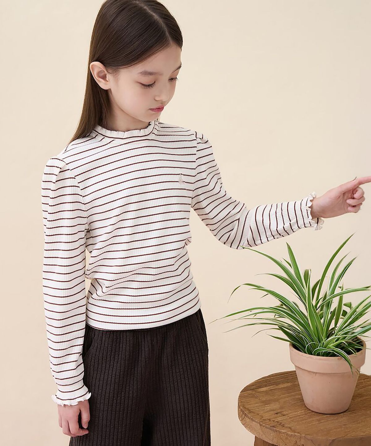 빈폴 키즈(BEANPOLE KIDS) [Essential] 골지 스트라이프 티셔츠  아이보리 (BI6841GE20)