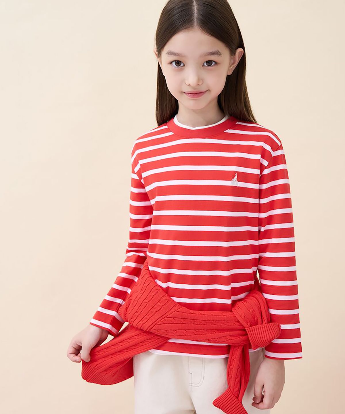 빈폴 키즈(BEANPOLE KIDS) [Essential] 스트라이프 긴소매 티셔츠  레드 (BI6841UE96)