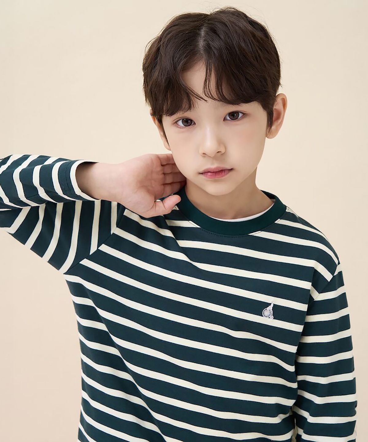 빈폴 키즈(BEANPOLE KIDS) [Essential] 스트라이프 긴소매 티셔츠  그린 (BI6841UE9M)