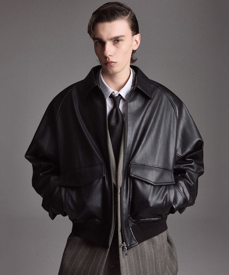 Faux Leather A-2 Jumper (Black) TNJU6F106BK